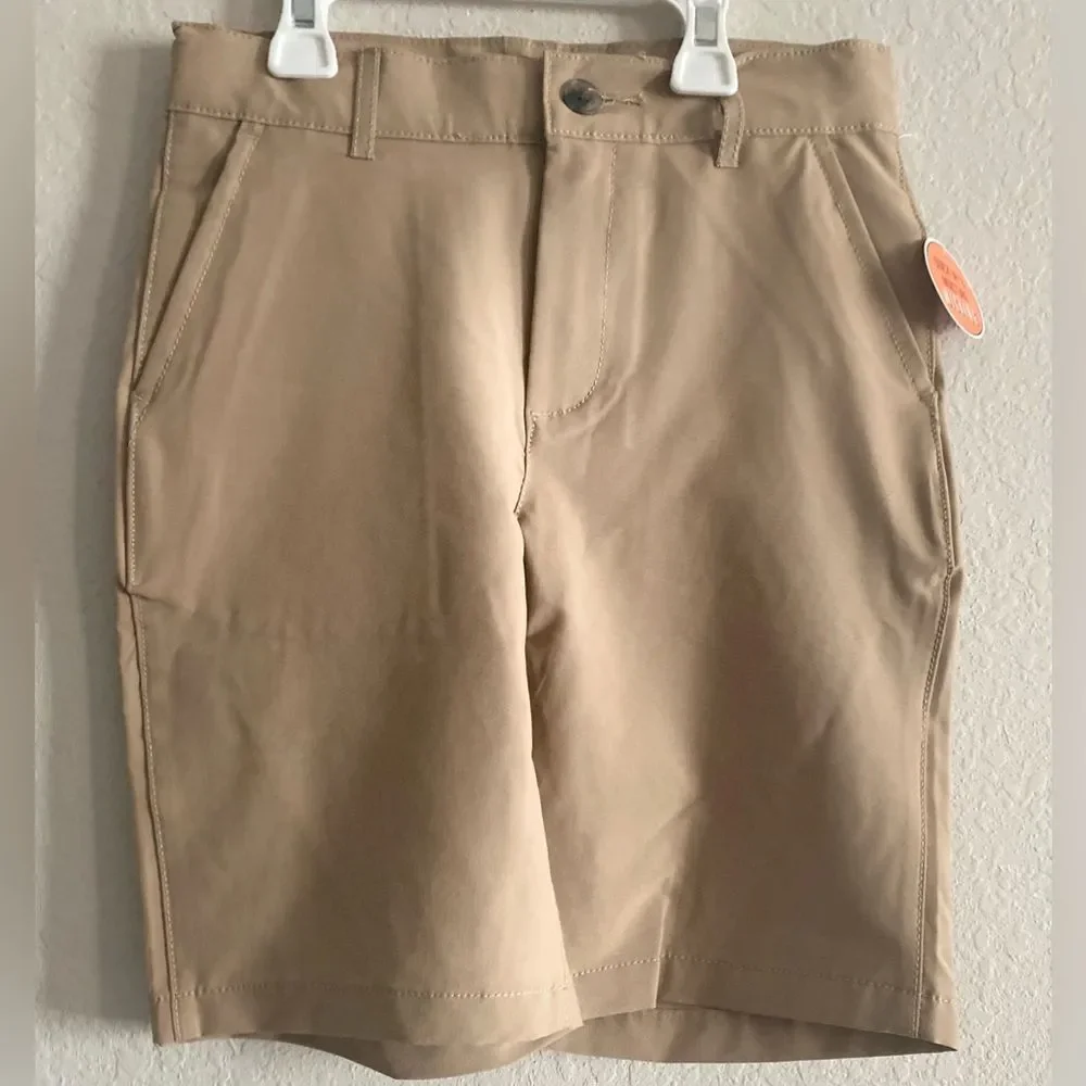 New The Children's Place Boys Uniform Quick Dry Chino Shorts Khaki Tan Size 8